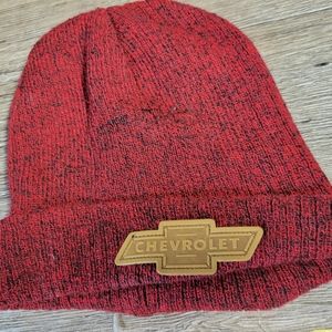 Chevrolet Leather Patch Red Winter Hat OSFA‎